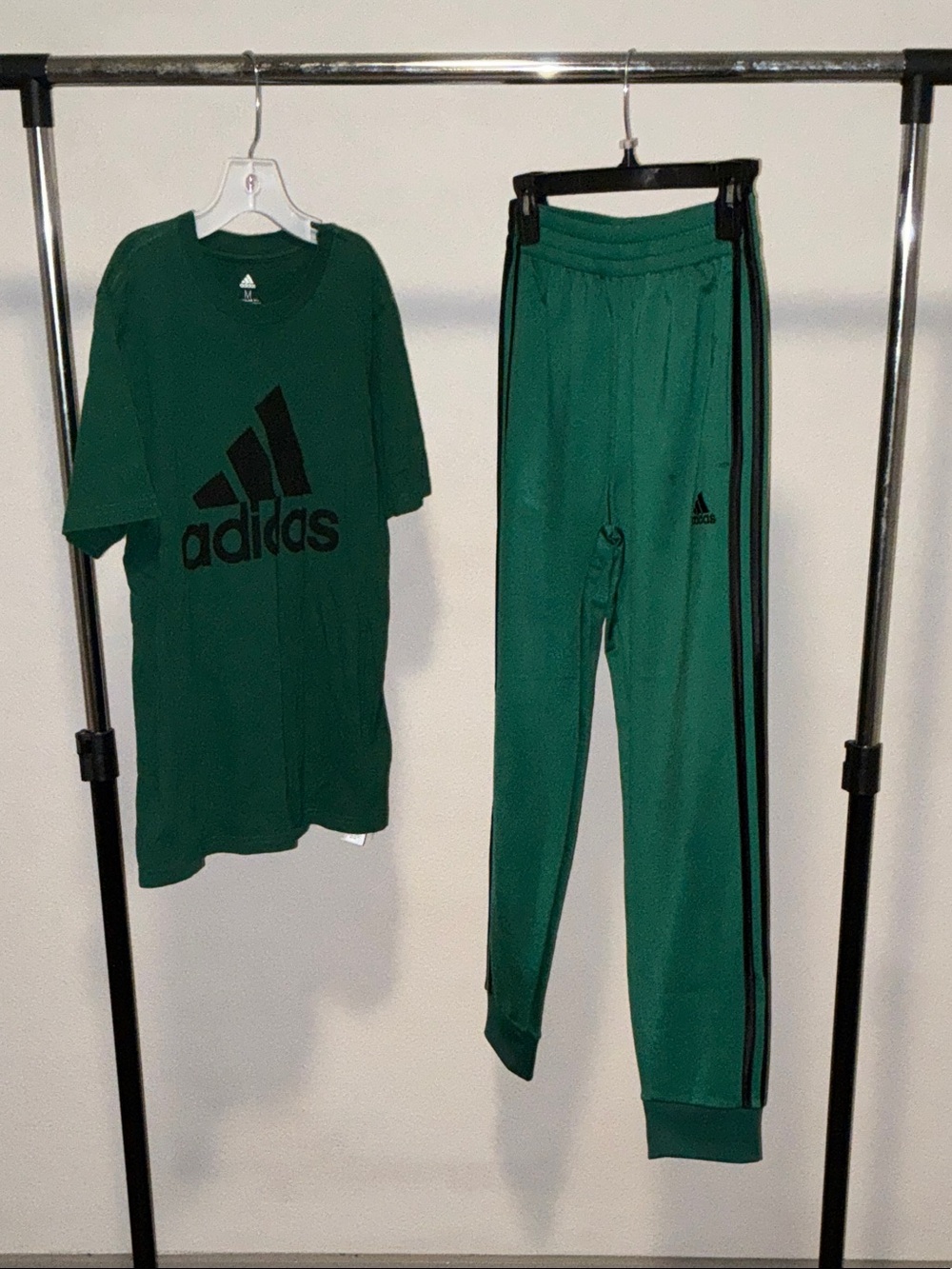 adidas Green Kids Track Joggers with Black Side Stripes